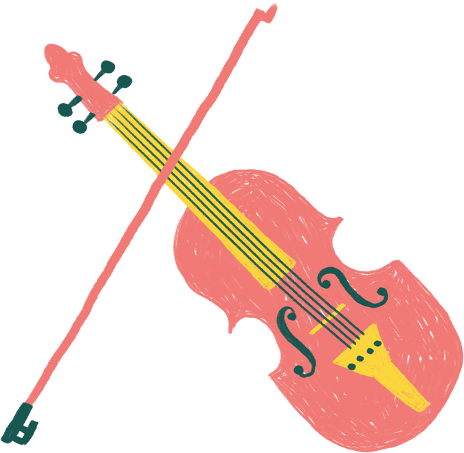 Handdrawn Colored Pencil Violin 