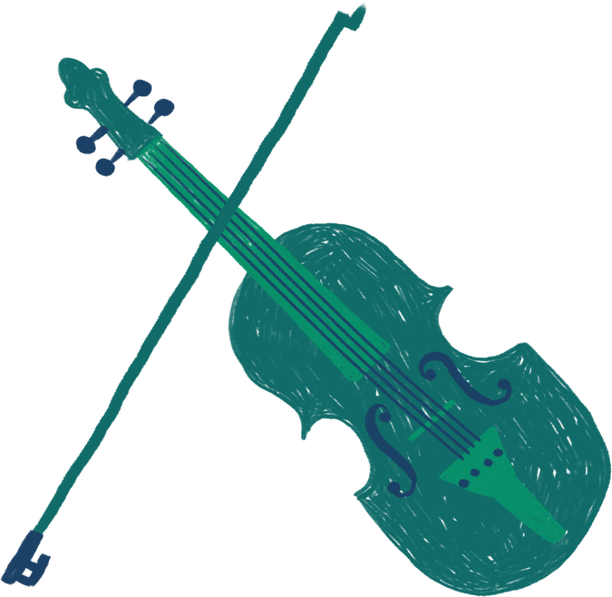 Handdrawn Colored Pencil Violin 